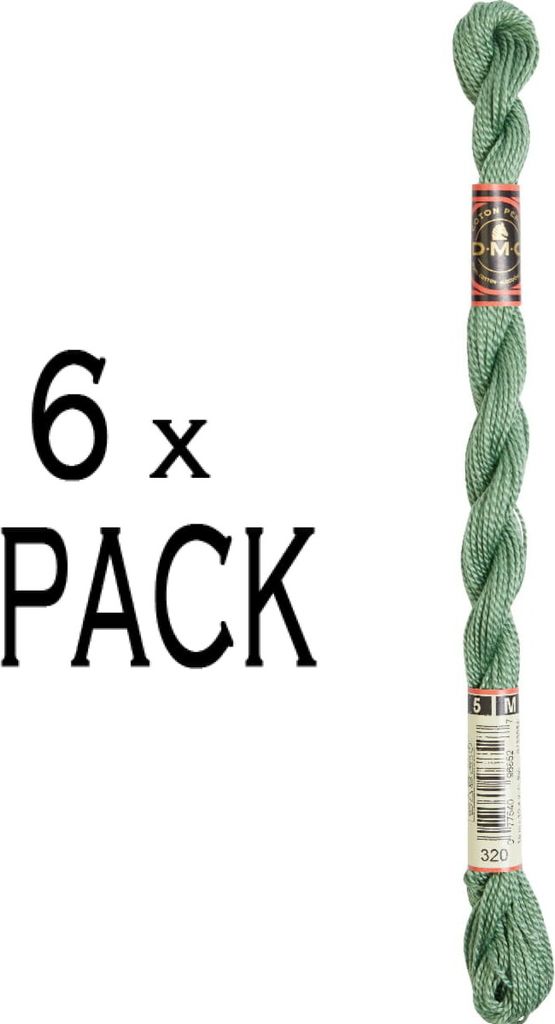 6x DMC Perlgarn Stärke 5, 15 m, 115AR/5-320, VPE