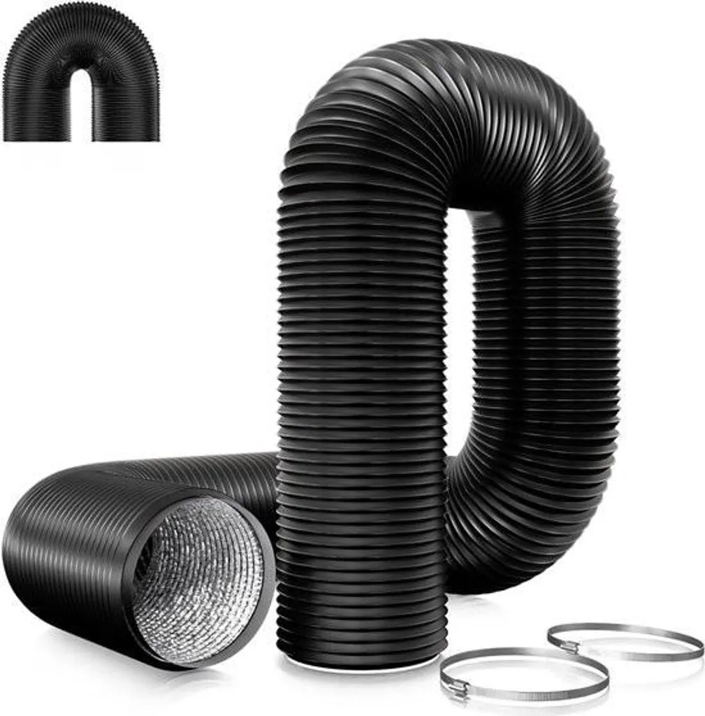 Conduit flexible 125mm aluminium noir 5m contre fuites d'air et chaleur