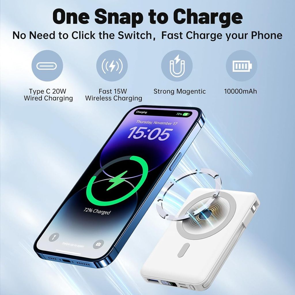 Powerbank 10000mAh, Wireless Magnetische Powerbank, 22.5W Produktbild 6