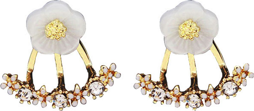 Paar Ohrstecker, Kunstkristall, glitzernd, koreanischer Stil, modisch, Chrysantheme, eingelegte Strass-Ohrringe, Schmuckzubehör-Golden