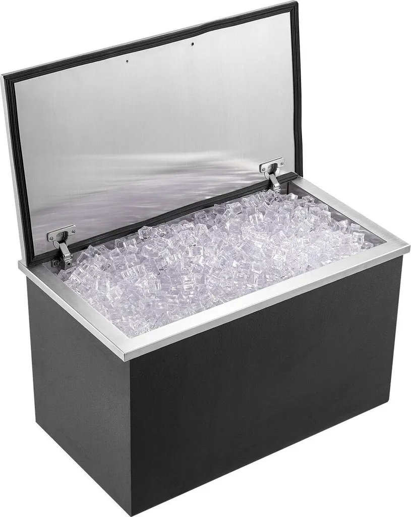 Bac à glace encastrable 24x20x15 pouces en acier inox avec couvercle