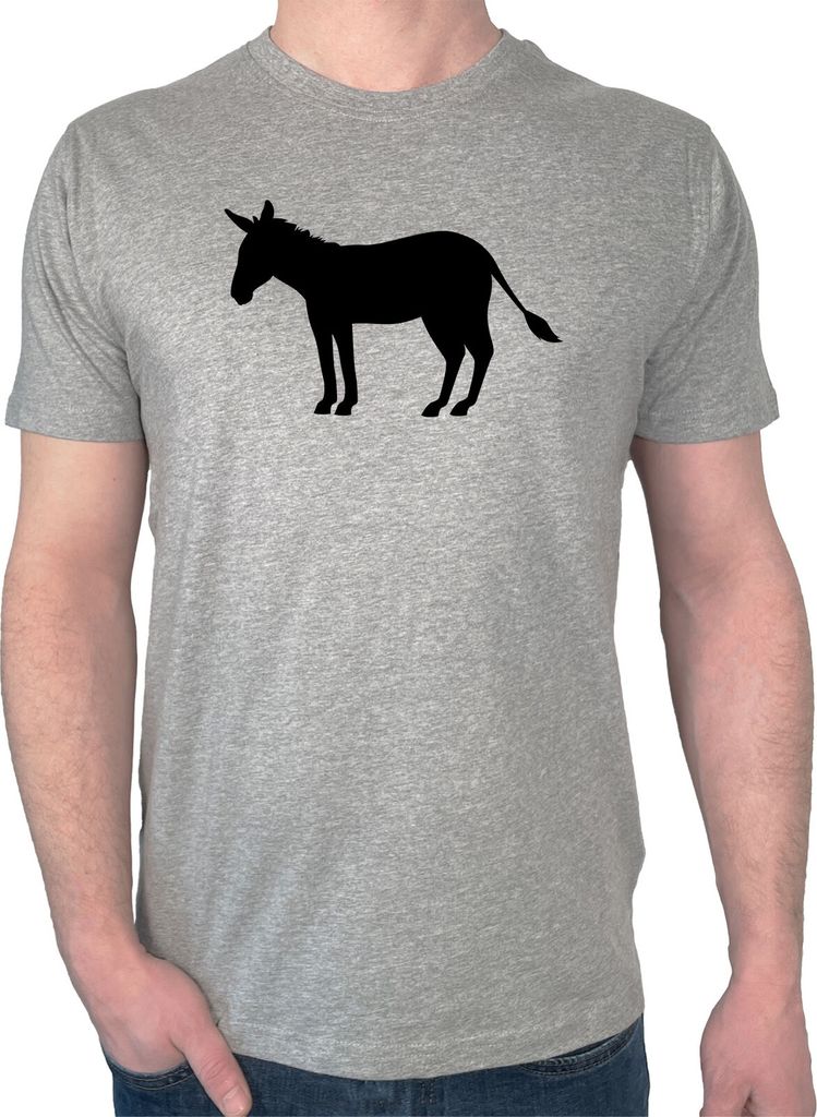 Huuraa Herren T-Shirt Esel Silhouette XL Sport Grey Bio Baumwolle Fairtrade Herrenshirt Geschenkidee