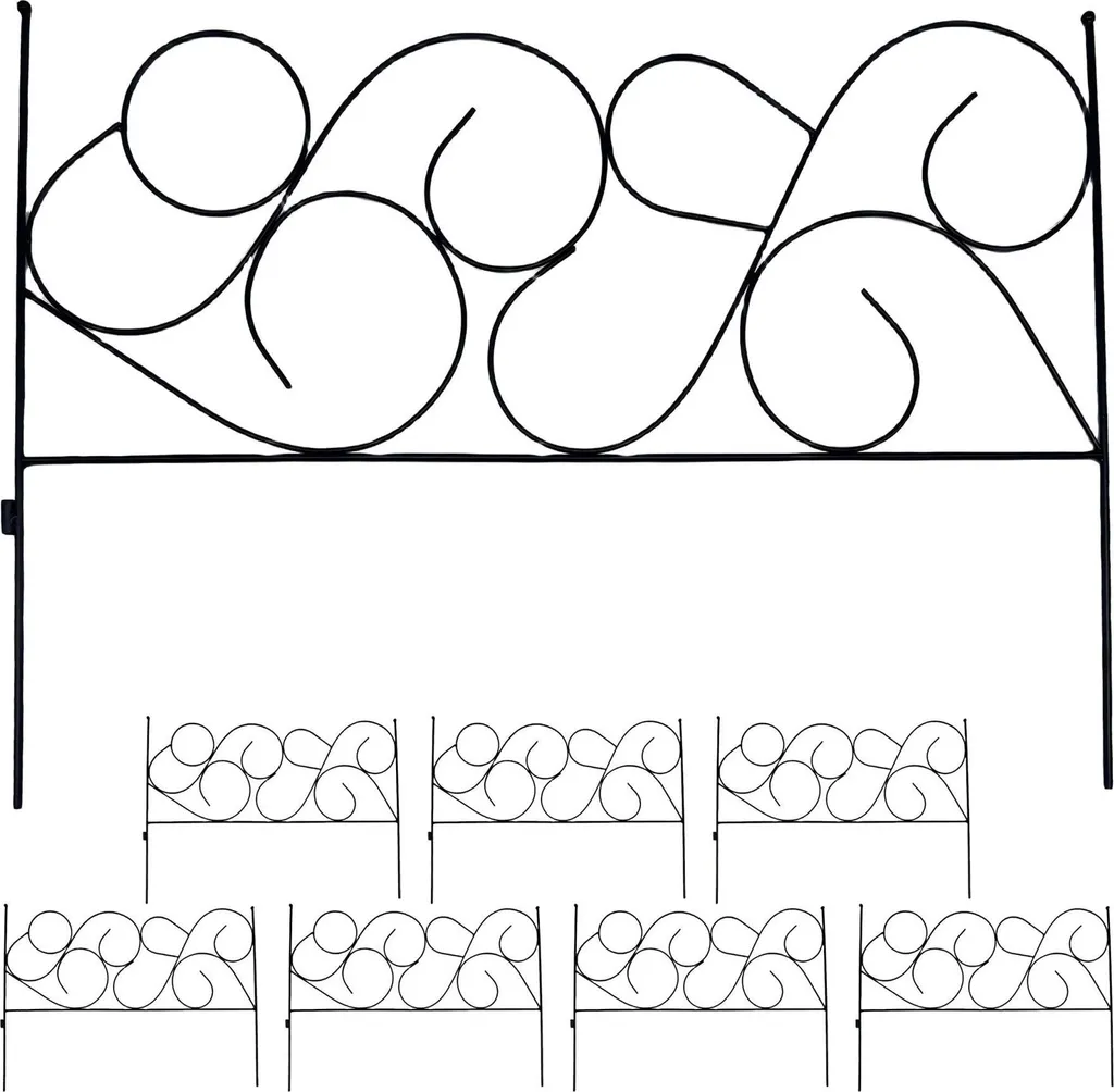 Bordure de jardin en métal noir style Art nouveau - Lot de 8 pièces 4m
