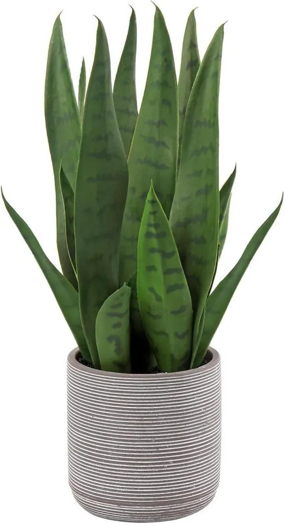 Plante décorative Sansevieria artificielle 40 cm avec pot en gris