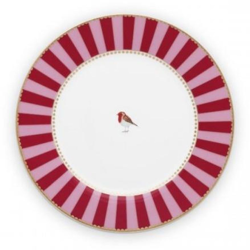 Pip Studio Frühstücksteller Love Birds Stripes Rot-Pink (21 Produktbild 