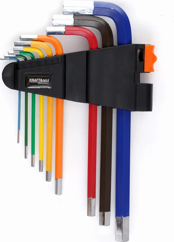 Clés Allen à tête sphérique HEX 9pcs en acier Cr-V code couleurs