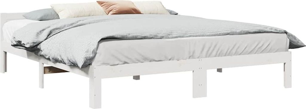 "2024"Modernen Bettgestell CLORIS - Massivholzbett ohne Matratze Weiß 180x200 cm Kiefernholz - Holzbett Design44785