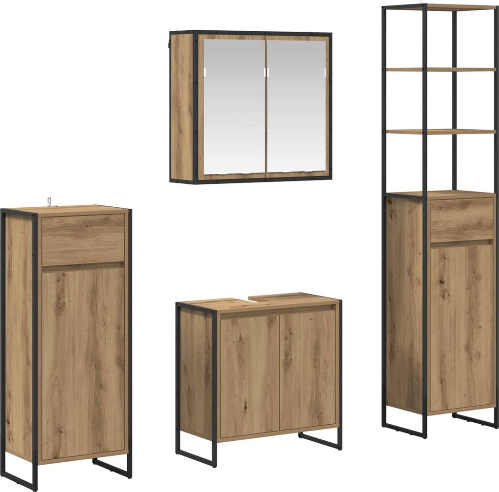 Badezimmermöbel-Set mit Schubladen Artisan-Eiche Holzwerkstoff