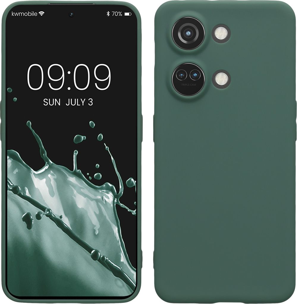 kwmobile Handyhülle kompatibel mit OnePlus Nord 3 5G Hülle - Handy Case aus weichem Silikon in Tannengrün