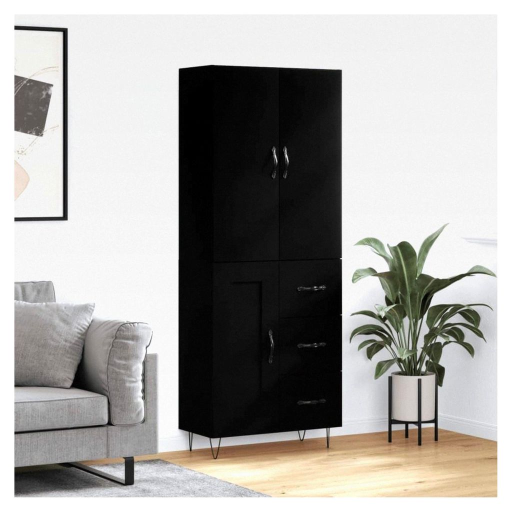 Schränke & Aufbewahrung, Buffets & Sideboards, Highboard, Schwarz, 69,5 x 34 x 180 cm, Holzwerkstoff