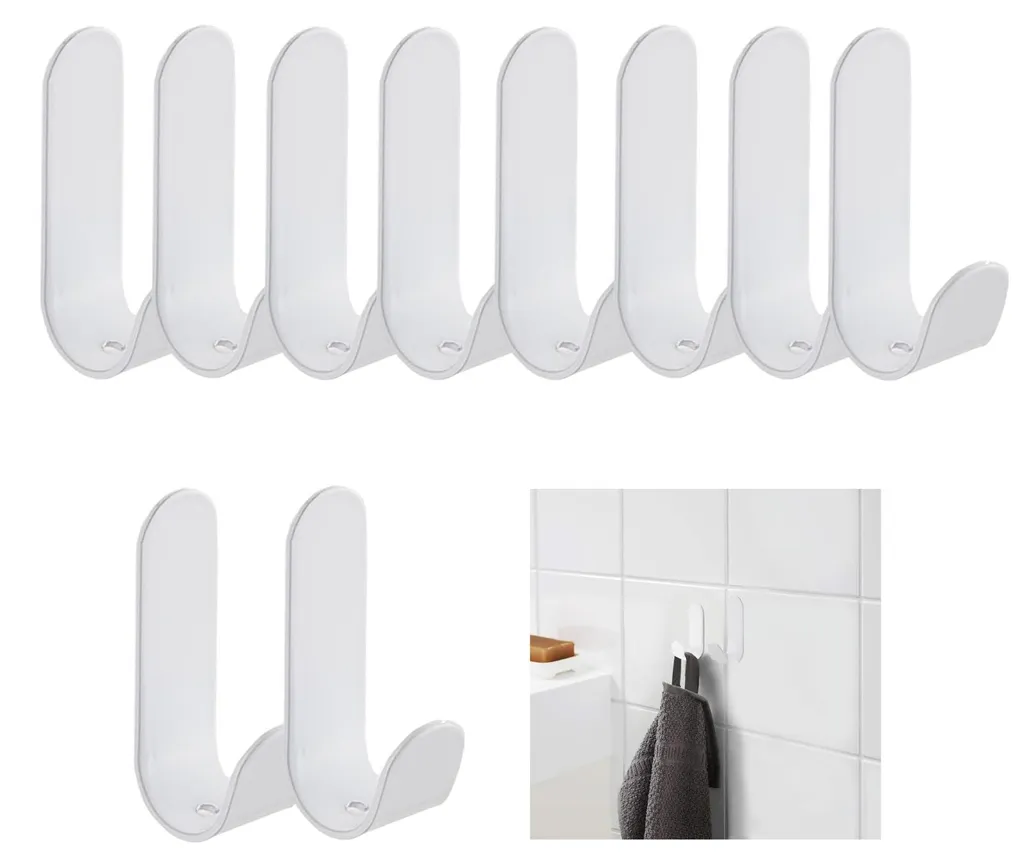 Crochet Mural sans Trou Blanc : Fixation Adhésive Forte Lot de 10 Unités