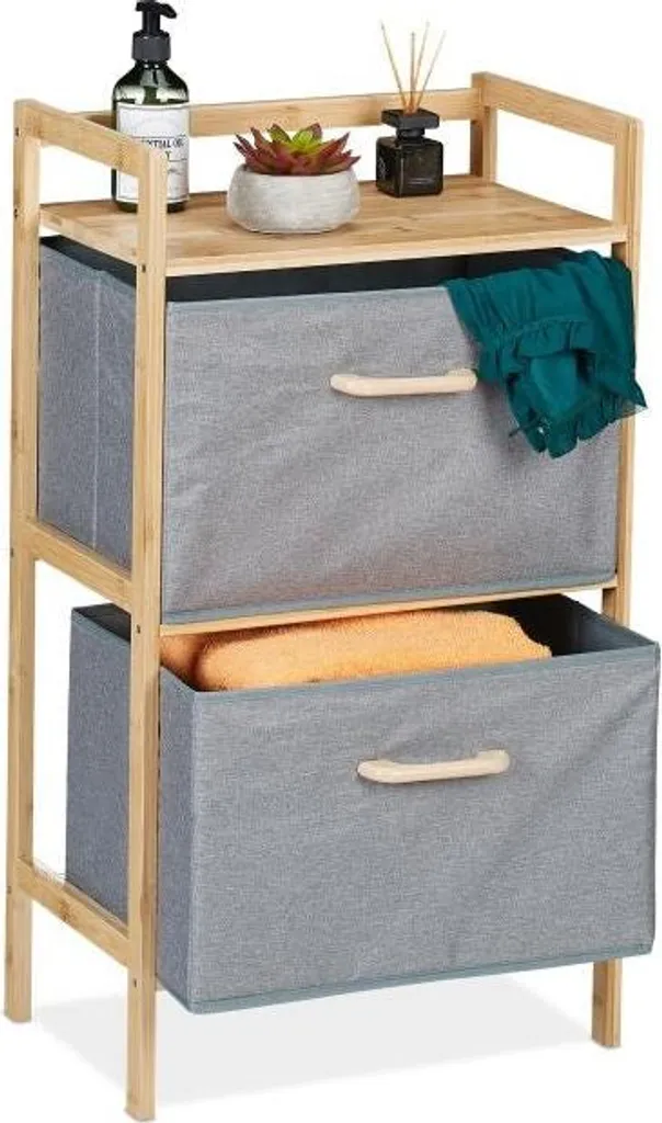 Organisateur salle de bain gain de place avec trieur de linge 2 bacs