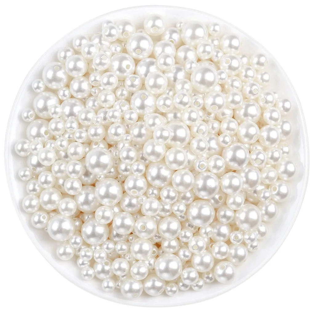 Perles en nacre blanc ivoire de tailles variées - Lot de 800 pièces