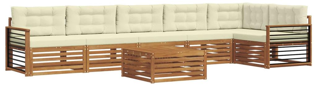 Outdoor-Sofagarnitur mit Kissen 7 pcs Natur und Creme