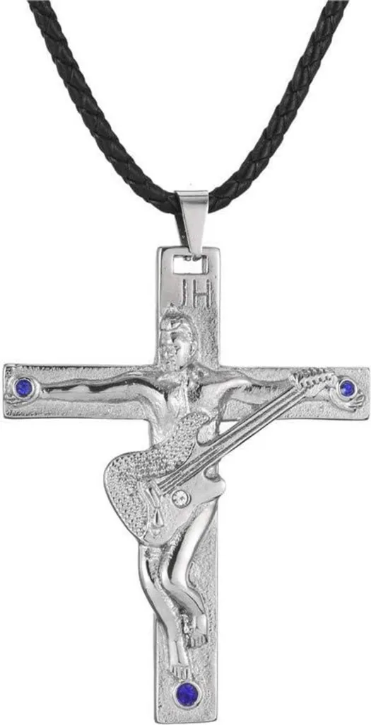 Collana Croce Chitarra Johnny Hallyday AFSTALR Argento Acciaio Inox