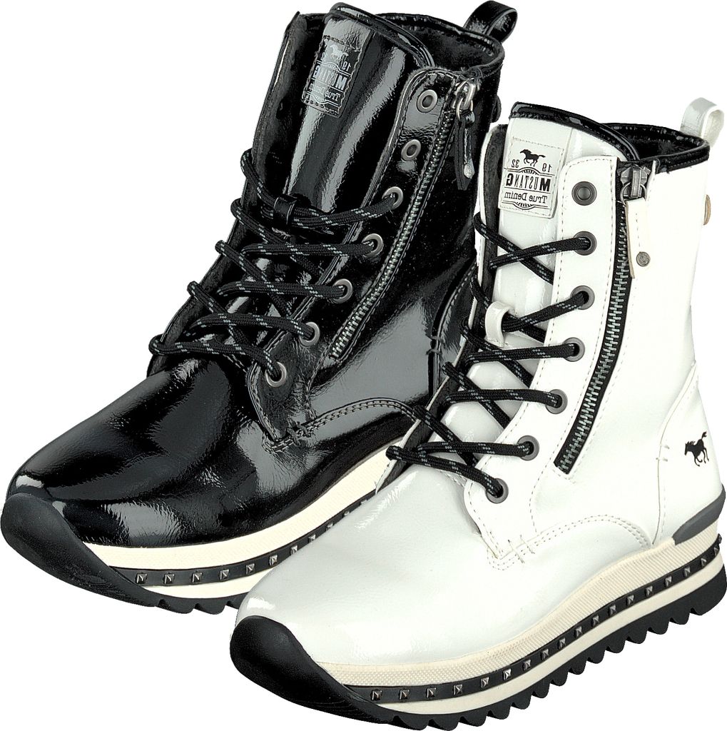 Mustang Damen Stiefelette Schnürboots Plateau 1347-503, Größe:42 EU, Farbe:Schwarz
