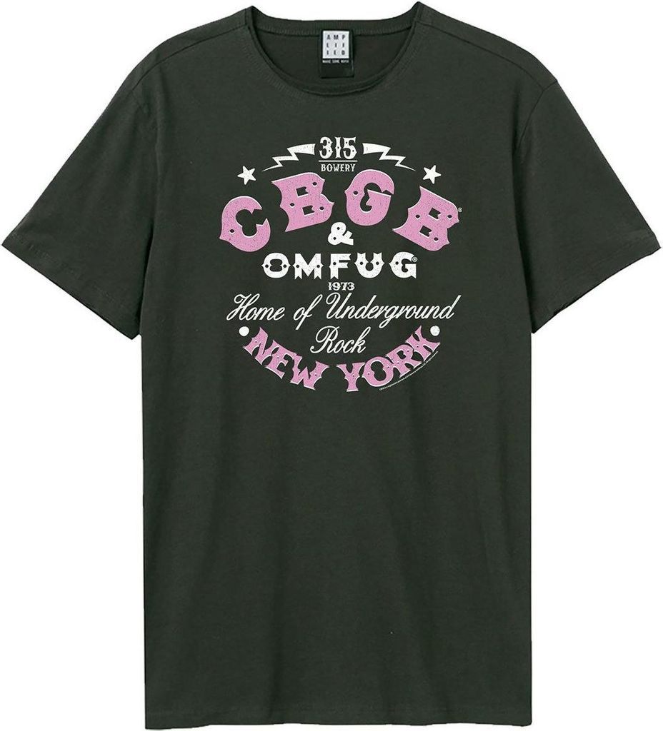 Amplified - "CBGB" T-Shirt für Herren/Damen Uni, Logo GD4193 (L) (Holzkohle)