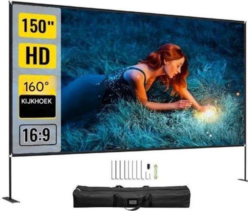 Großbildprojektionschirm - 150 Zoll - 4K Voll-HD - 16:9 Seitenverhältnis - Inklusive Standard