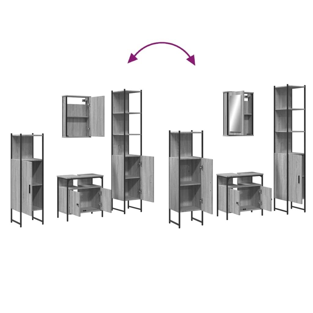 "SALE 2026" 4-tlg. Badmöbel-Set stylische - Badezimmerschrank, Badschrank - Grau Sonoma Holzwerkstoff - Badezimmerschränke DEMöbel124219