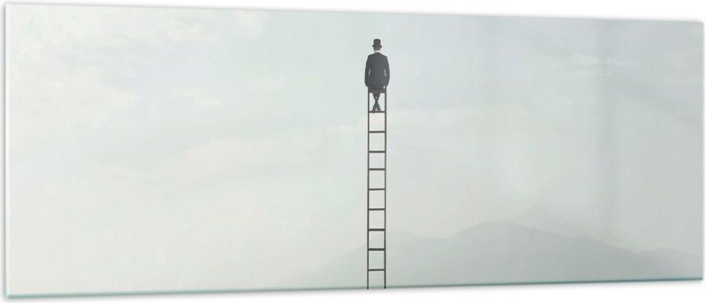 Bilder auf glas - Einteilig - Leiter Himmel Symbol - 140x50cm - Glasbilder - Wandbilder - Bilder - zum Aufhängen bereit - Wanddekoration aus Glas ...