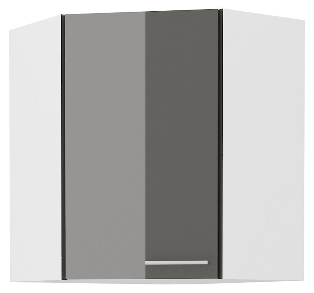 Eckhängeschrank 60x60 Küche Lara Grau Glanz + Weiß matt Produktbild 