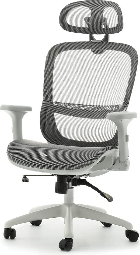 Fauteuil de bureau pivotant RIONA gris - Siège design avec accoudoirs