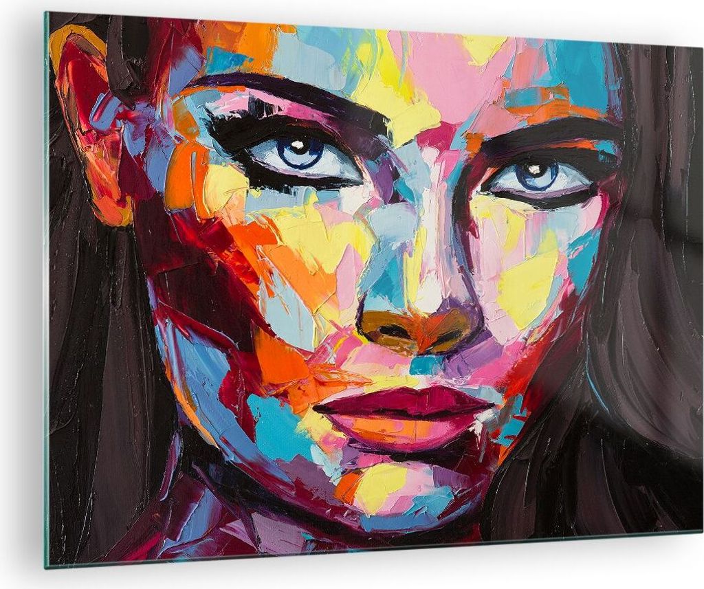 Bilder auf glas - Mädchen Gesicht - 70x50cm - Glasbilder - Wandbilder - Kunstdruck - zum Aufhängen bereit - Wanddekoration aus Glas - Glas Bilder...