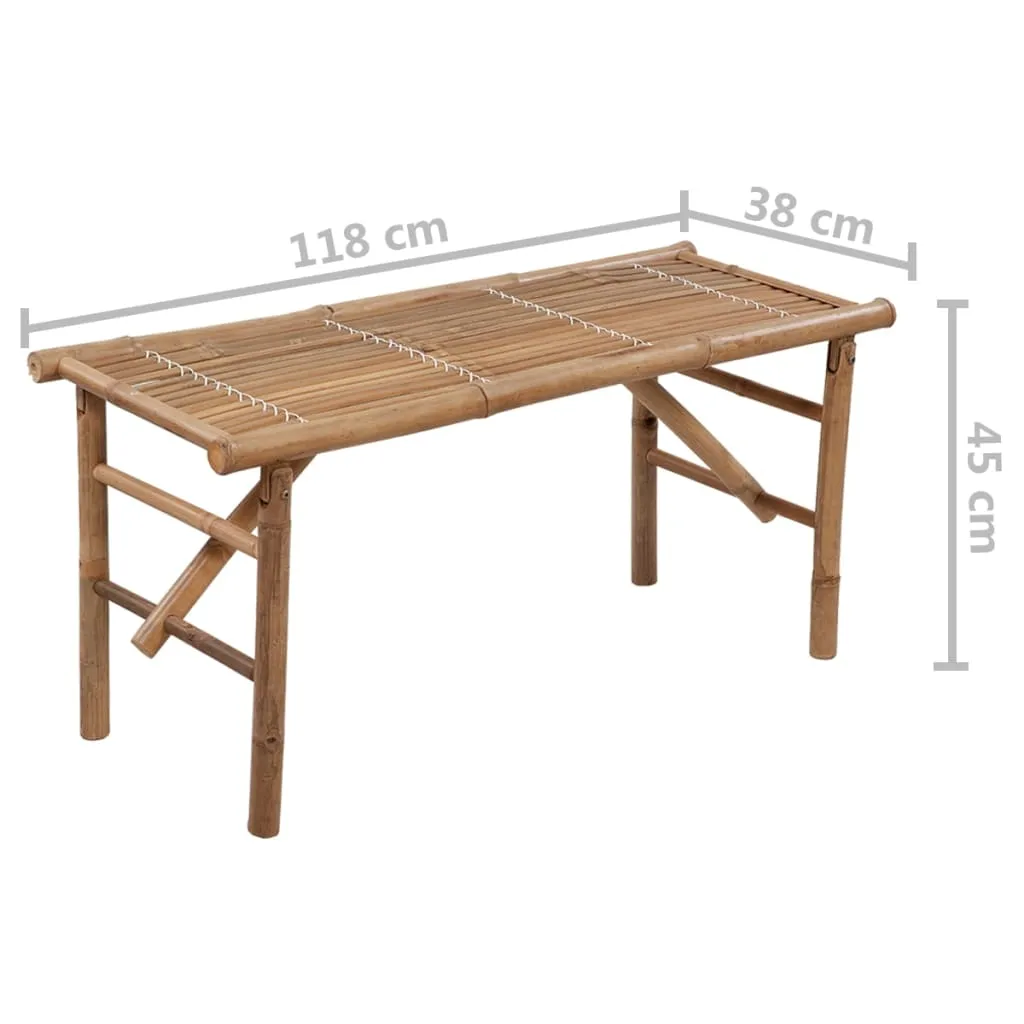 Panca da Giardino Pieghevole 118 cm in Bambù con Cuscino | Arredo Esterni - 8