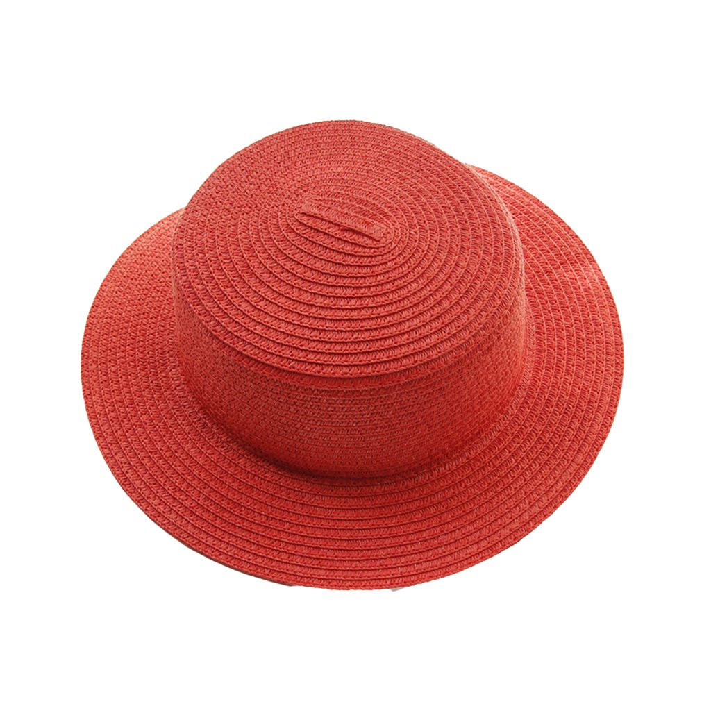 Damen Strohhut Sonnenschutz Anti-UV Breite Krempe Flache Oberseite Einfarbig Faltbar Atmungsaktiv Outdoor Camping Angeln Sonnenkappe Urlaub Strandhut