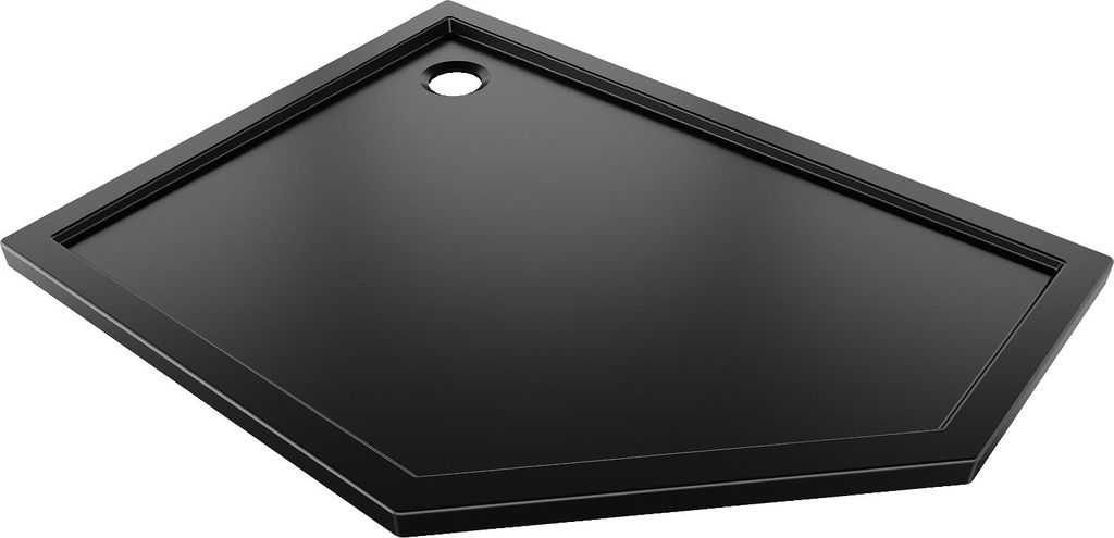 Mexen Flow Fünfeck-Duschwanne Slim Links 90 x 80 cm, Schwarz Matt - 46P708090L