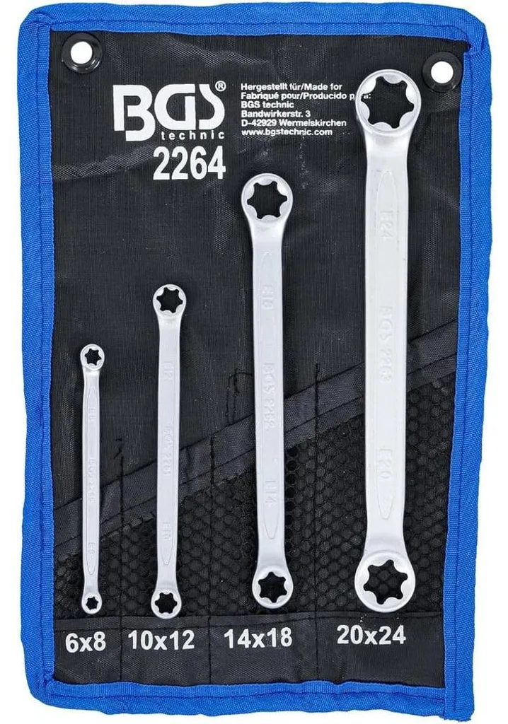 Jeu de clés à oeil Torx en acier robuste E6 à E24 pour garage
