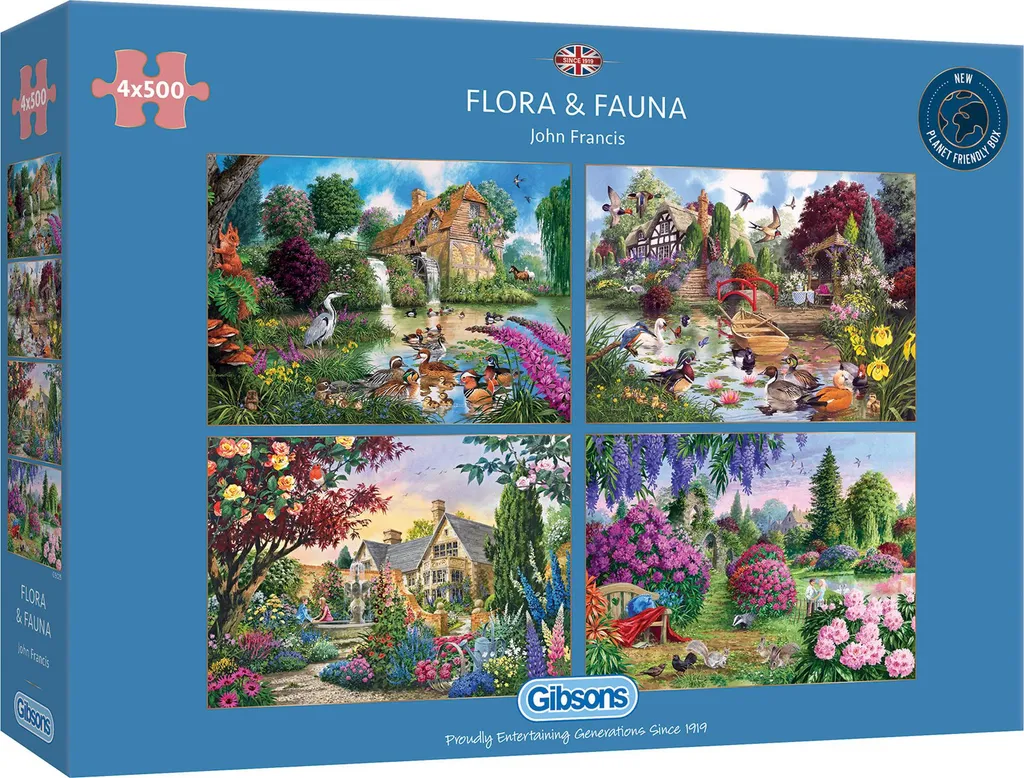 Puzzle Flora & Fauna Gibsons 4x500 pièces - Qualité sans pièces manquantes