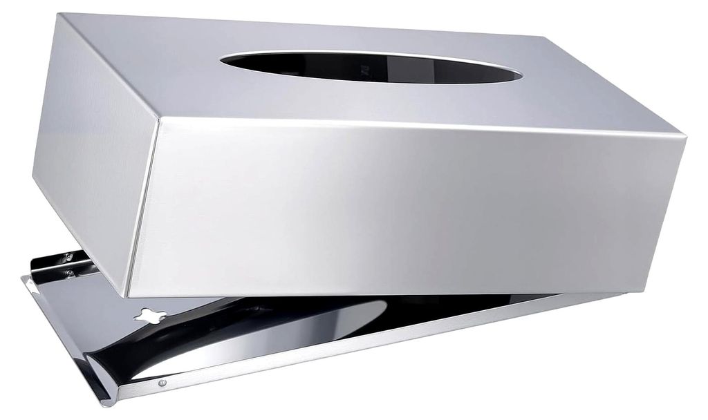 Kosmetiktücherbox aus Edelstahl, Taschentuchbox aus Metall in Silber, 23,8 x 12 x 7,4 cm, rechteckige Kosmetiktuchbox für Wohnzimmer und Badezimmer