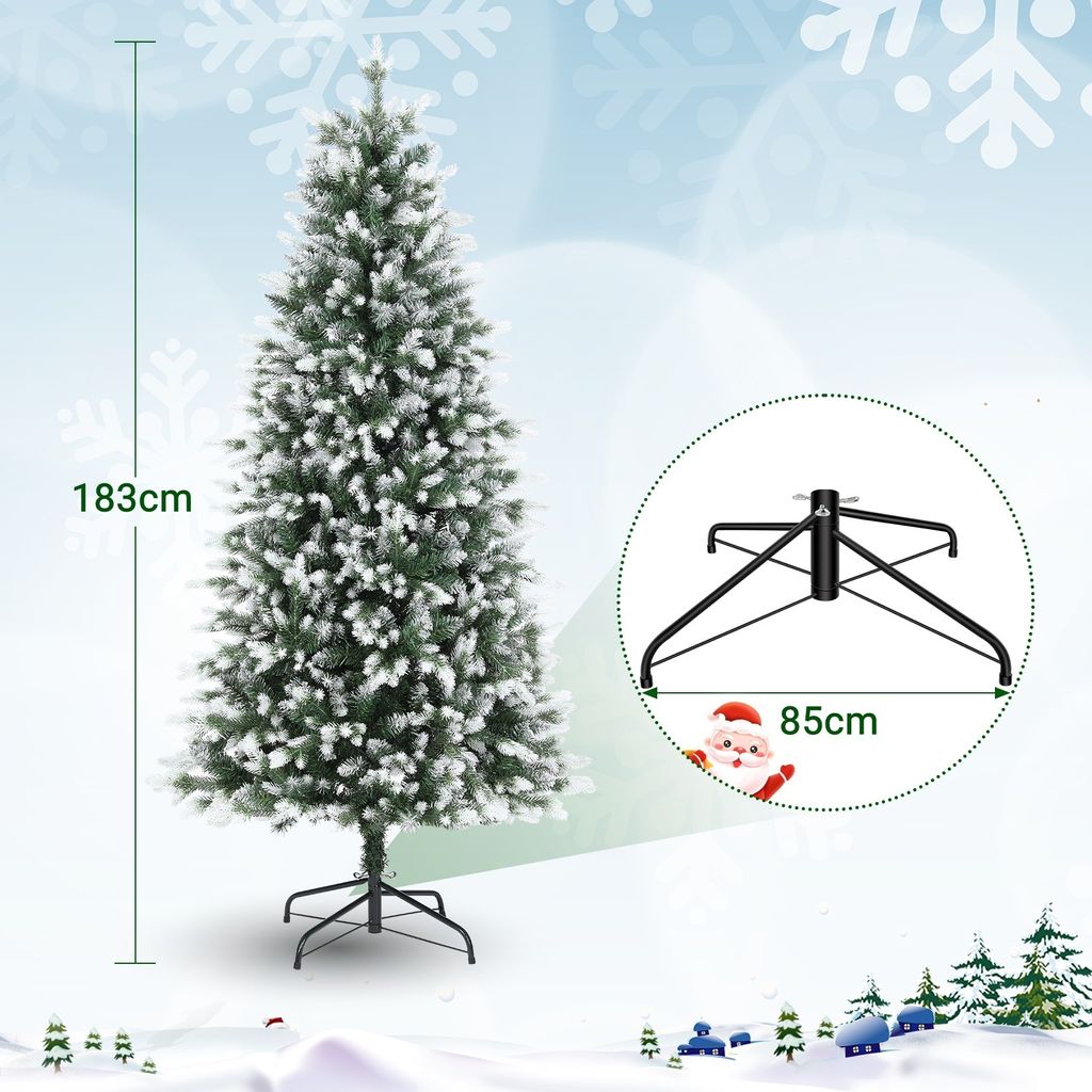 183 cm großer grün beflockter PE-Weihnachtsbaum mit Produktbild 4