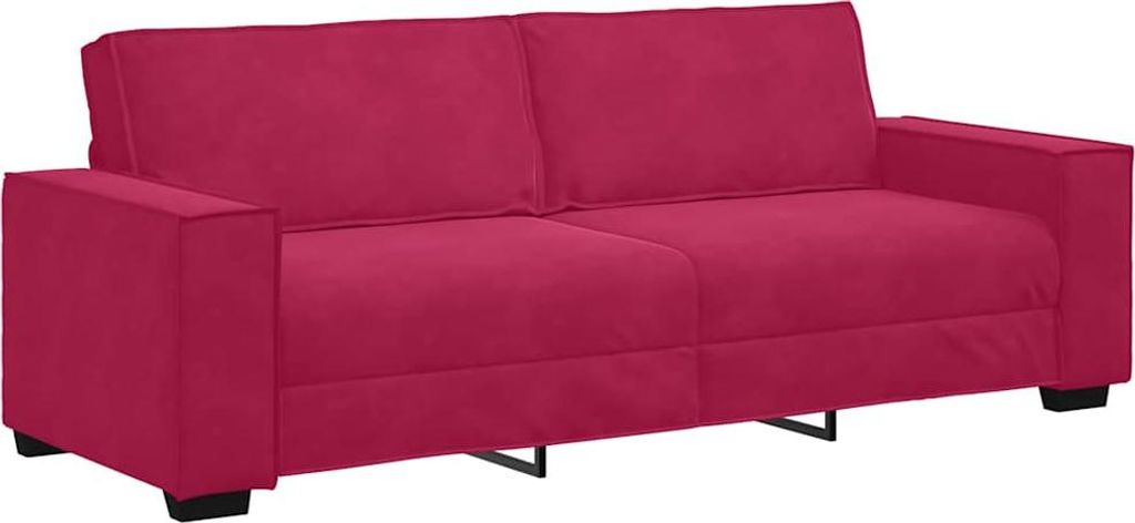 vidaXL 3-Sitzer-Sofa Weinrot 220x78x84 cm Samt