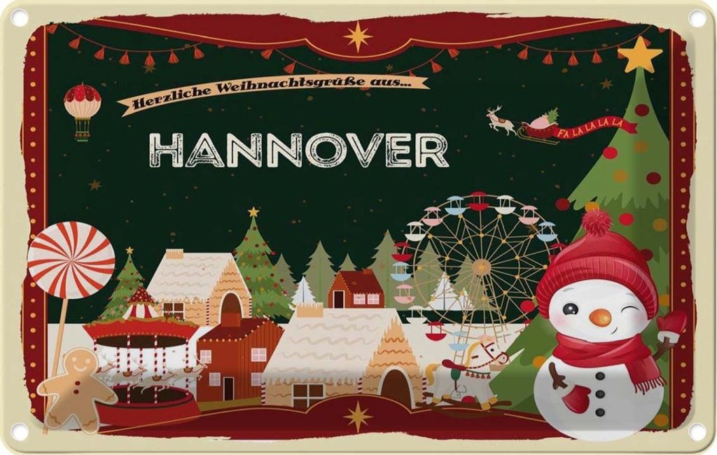 vianmo Blechschild 12x18 cm Weihnachten HANNOVER