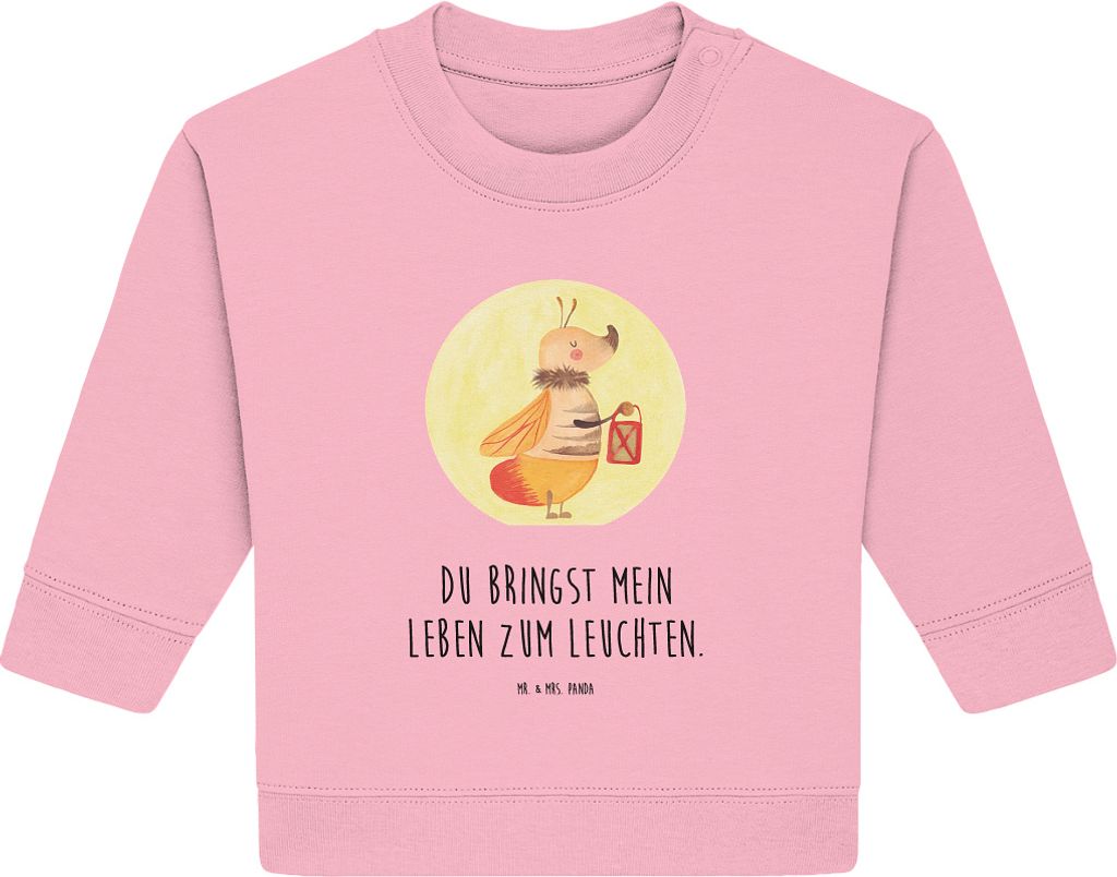 Mr. & Mrs. Panda Organic Baby Pullover Glühwürmchen 24. - 36. Monat - Baumwolle Pink - Geschenk, Lustige Sprüche, Liebe, Leuchten, Bullover, Lie...
