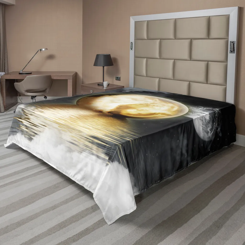 Drap de Lit Anti-Plis et Doux pour Sommeil Réparateur Lune Grise 260