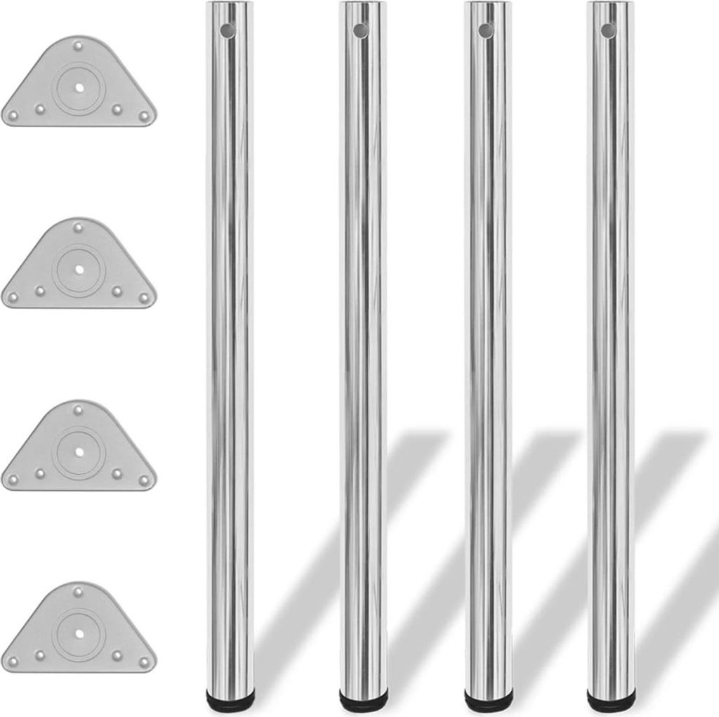 4x höhenverstellbares Tischbein Chrom 870 mm