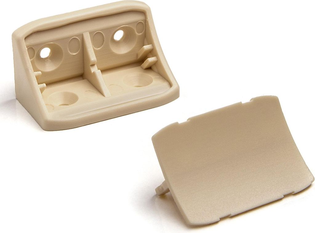 10 Stück Doppel Korpusverbinder Eckverbinder Schrankverbinder Möbelverbinder Winkel für Möbel 24 x 24 x 44 mm Farbe: Elfenbein