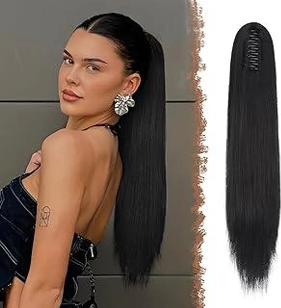 Coda di Cavallo FESHFEN 63cm Nera - Extension Liscia Effetto Wow