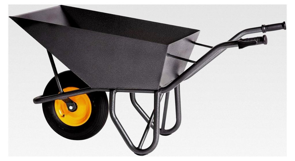 Schubkarre 120L | 250 kg | Baukarre mit Stahlmulde | Luftreifen mit Stahlfelge