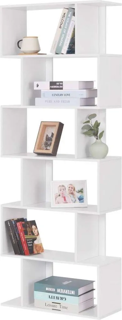 Bibliothèque étroite gain de place 6 compartiments - Rangez tout en blanc