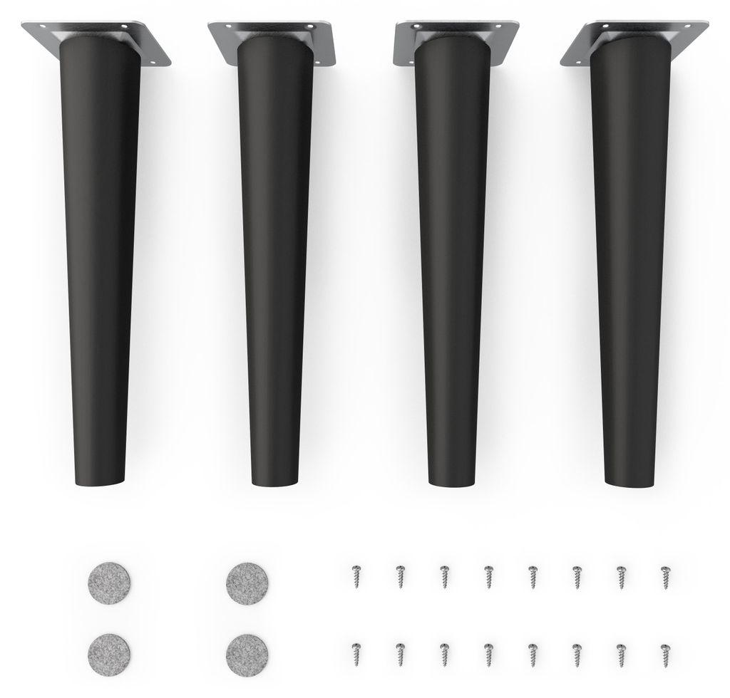 4x sossai Holzfüße Schwarzmatt - gerade Ausführung 25cm Produktbild 