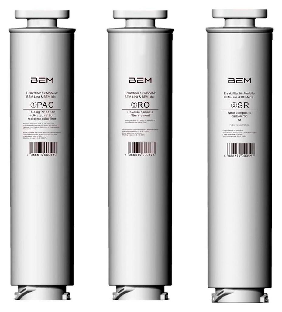 3er-SET Ersatzfilter (RO+PAC+SR) für BEM Lina und BEM Ida Produktbild 