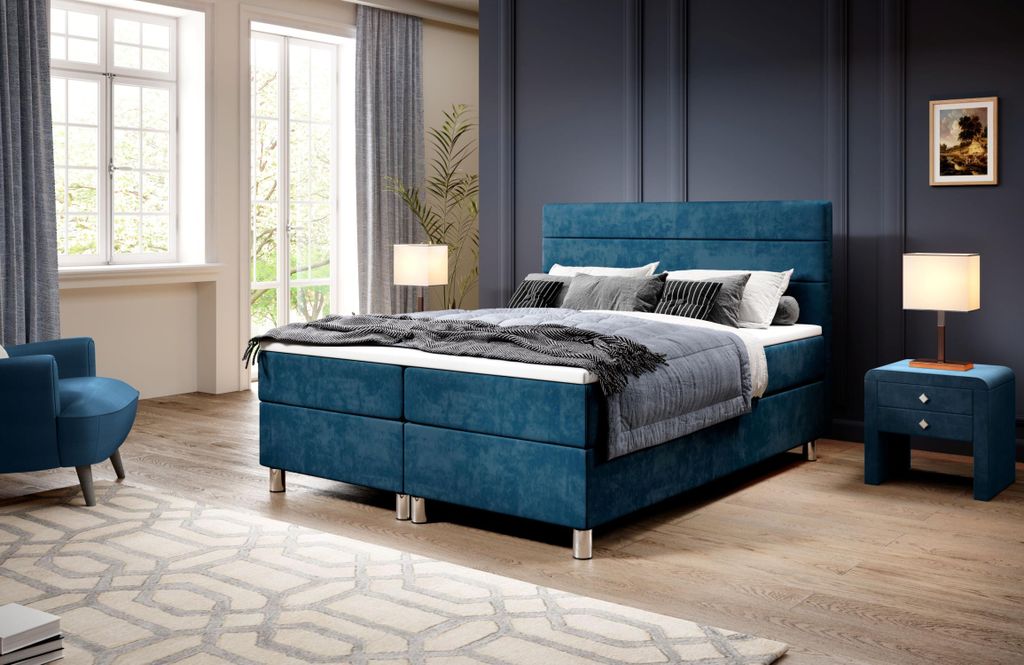 Kontinentales Bett 180x200 RAQUEL 2 - blau