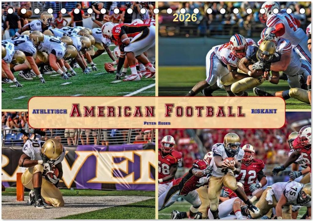 American Football - athletisch und riskant (Tischkalender 2026 DIN A5 quer), CALVENDO Monatskalender