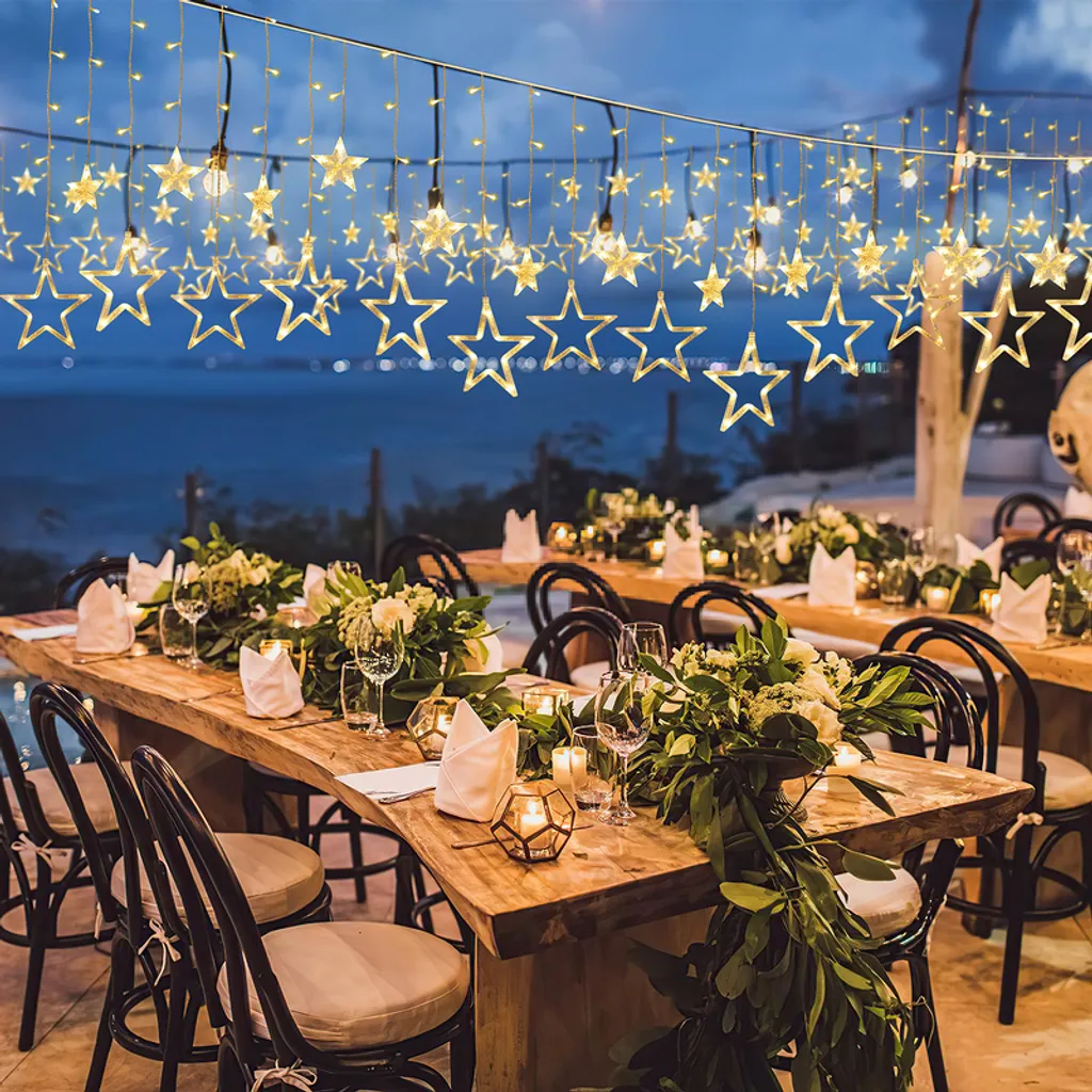 Jopassy 138 LED catena luminosa stelle con 12 stelle Luci di Natale tenda stella con 8 modalità e funzione di memoria