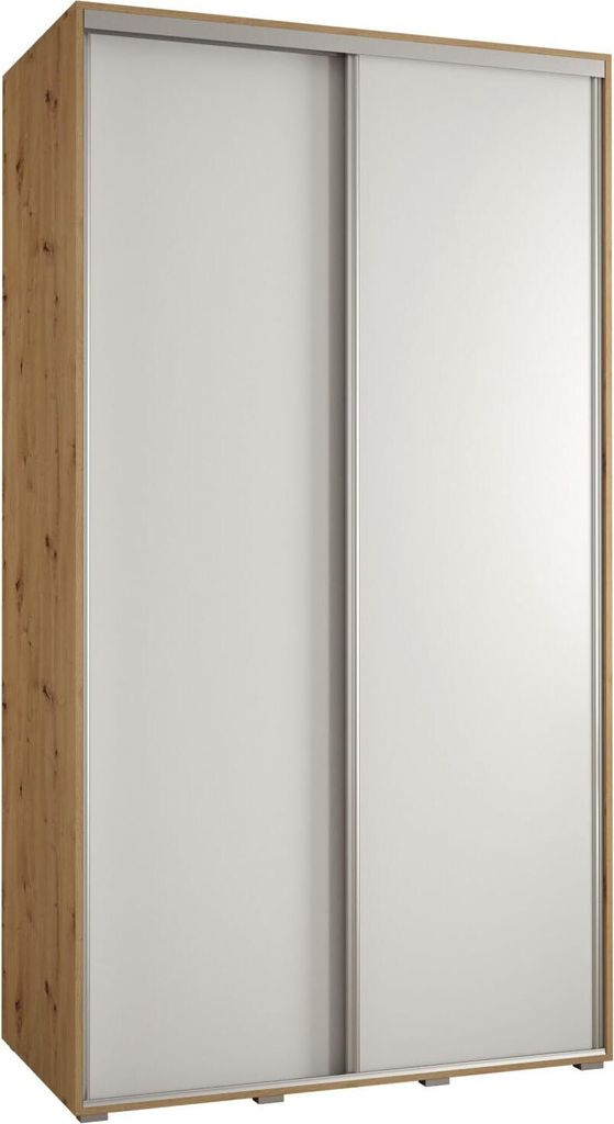 MEBLE KRYSPOL Davos 1 Schrank, zwei Türen - 235,2x140x60 cm - Artisan Weiß Silber