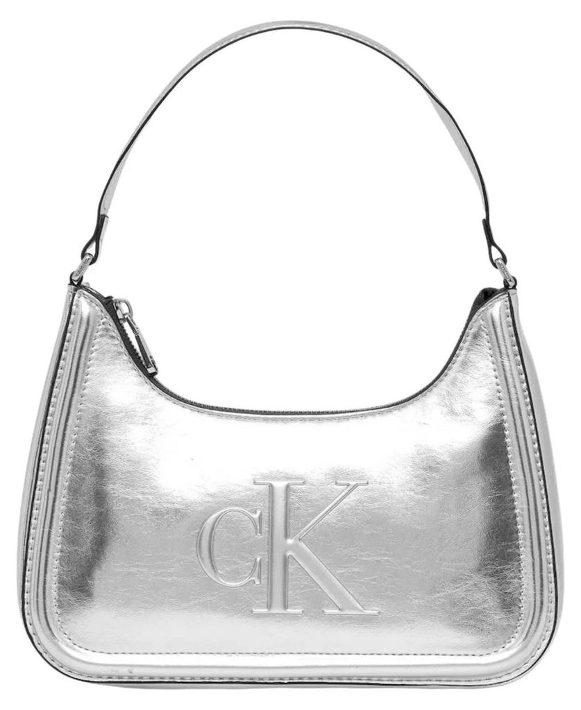 Calvin Klein BOLD CK METALLIC SHOULDER BAG Damen Tasche Silberfarben : Größe - UNICA Größe: UNICA